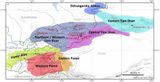 Gebirgsregionen in Mittelasien Gletschernamen Lizenz: CC-BY-NC-ND