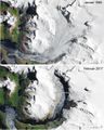 HPS-12-Gletscher im Südpatagonischen Eisfeld Änderung zwischen 1985 und 2017 Lizenz: public domain