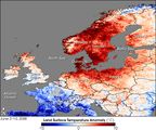 Hitzewelle in Nordeuropa 2008 Temperaturabweichungen vom 2.-8. Juni 2008 von den Mitteltemperaturen desselben Zeitraums der Jahre 2000-2007 Lizenz: public domain