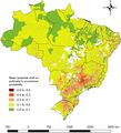 Auftreten von Bestäubern für 13 Nutzpflanzen Projektion fpr 2050, Brasilien Lizenz: CC-BY 4.0