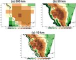 Topographie westliche USA Verschiedene Modellauflösung Lizenz: IPCC-Lizenz