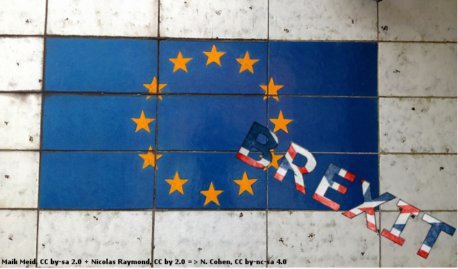 Datei:BrexitUKFahne auf EUFahne Cohen ccbyncsa40.png