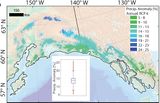 Niederschlagsänderungen in den Gletschergebieten Alaskas bis 2091-2100 nach dem Szenario RCP6.0 Lizenz: CC BY-NC-ND