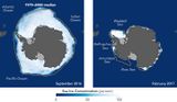 Antarktisches Meereis im Winter und Sommer 2016 und 2017 Lizenz: public domain