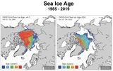 Alter des arktischen Meereises im Oktober 1985 und 2019 Lizenz: public domain