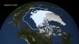 Arktisches Meereis im September 2012 Meereis-Minimum im Sommer Lizenz: public domain