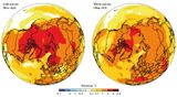Erwärmung der Arktis Sommer und Winter Lizenz: AMAP-Lizenz