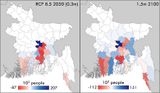 Migration in Bangladesch Durch Meeresspiegelanstieg 2050 und 2100 Lizenz: CC BY