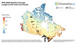 Mittlere jährliche frostfreie Periode Kanada 1976-2005 Lizenz: CC BY-NC-ND