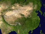 Satellitenbild von China Trockener Westen und feuchterer Osten Lizenz: public domain