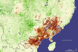 Dürre 2007 im Südosten Chinas Dargestellt als verringertes Pflanzenwachstum Lizenz: public domain