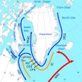 Meeresströmungen um Grönland Warmeund kalte Strömungen Lizenz: CC BY