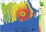 Zyklons Sidr über Bangladesch Windgeschwindigkeiten und Zugbahn Lizenz: public CC BY