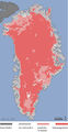 Schmelzfläche 2012 Schmelzfläche des Eises auf Grönland am 12.7.2012 . Lizenz: public domain