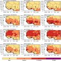 Hitzestress in Westafrika für den Referenzzeitraum 1979-2005, das 1.5 °C globale Erwärmungszenario und für das 2 °C globale Erwärmungsszenario. Lizenz: CC BY-NC-ND 3.0
