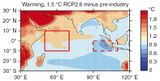 Meeresoberflächentemperatur Indischer Ozean bei +1,5 °C Lizenz: CC BY