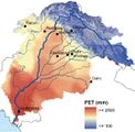Verdunstung im Indus-Becken Verdunstung in mm im Indus-Becken 1950-2000 Lizenz: CC BY