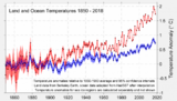 Land und Ozean Temperaturänderungen 1850-2018 Lizenz: CC BY