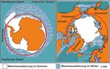 Arktis und Antarktis Meereisausdehnung im Sommer und Winter Lizenz: AWI-Lizenz (~CC BY)