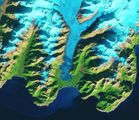 Entstehung des Big Johnstone See aus dem Schmelzwasser des Excelsior-Gletscher 1986 Lizenz: public domain