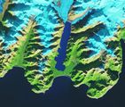 Entstehung des Big Johnstone See aus dem Schmelzwasser des Excelsior-Gletscher 2018 Lizenz: public domain