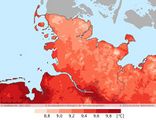 Jahresmitteltemperatur 1991-2020 Lizenz: CC BY-NC-ND