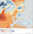 Europa und Nordatlantik Relativer Meeresspiegelanstieg 2081-2100 nach RCP4.5. Lizenz: CC BY
