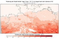 Summer days index per time perio in Heisse Tage ND A1B diff Aug.png