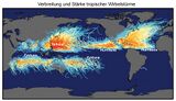 Zugbahnen und Stärke tropischer Wirbelstürme Lizenz: public domain