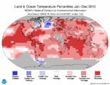 Globale Temperaturverteilung 2015 Jahresmittel-Temperatur 2015 zu 1981-2010 Lizenz: public domain